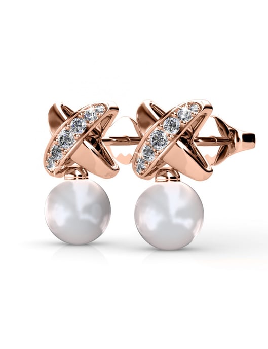 Pendientes Chris Pearl - Oro rosa y cristal - Image 1