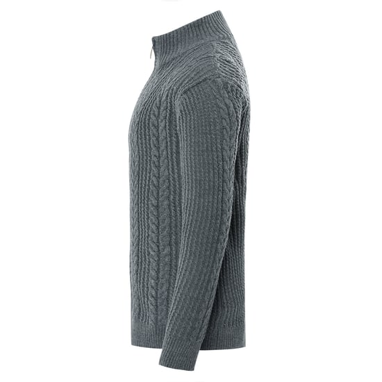 Men's Cardigan with Zip Cardigan Chunky Knit with Stand-Up Collar Grey - Image 3