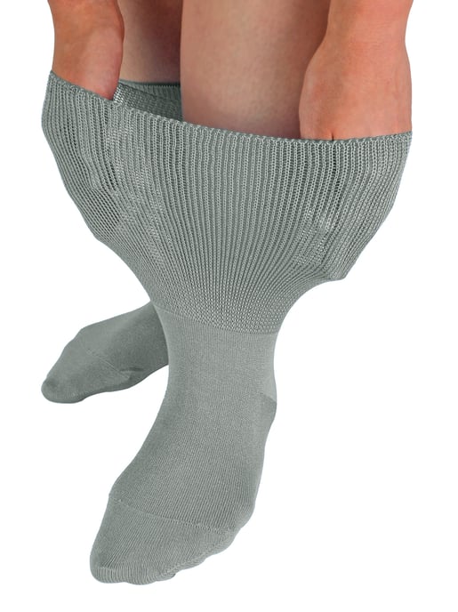 Calcetines de bambú extra anchos para edemas | Dr.Socks | Hombres y mujeres | Calcetines para pies hinchados tobillos piernas y diabéticos - Gris - Image 1
