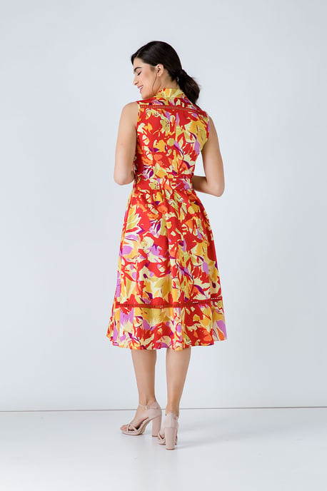 Vestido de estampado multicolor con detalles de botones - Image 5
