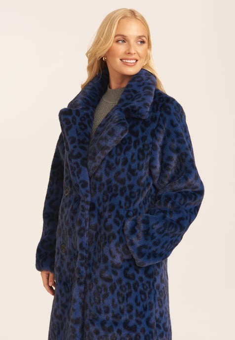 Leopard Double Breasted Longline Furcoat