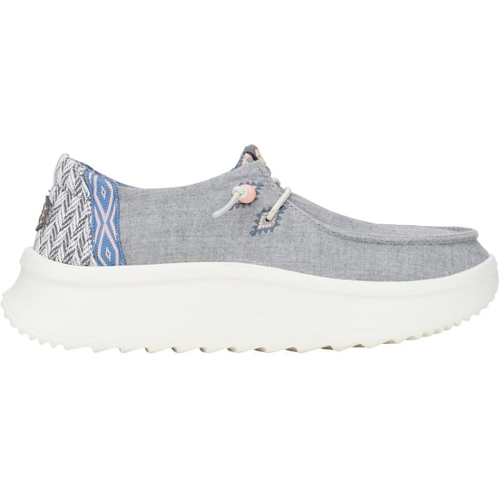 HEYDUDE Wendy Peak Chambray Woven Polyester Women's Grey Loafers - Image 6
