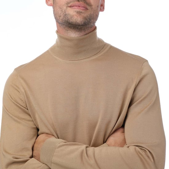 Men's Hugo Boss Slim Fit Rollneck Sweatshirt in Beige - Image 3