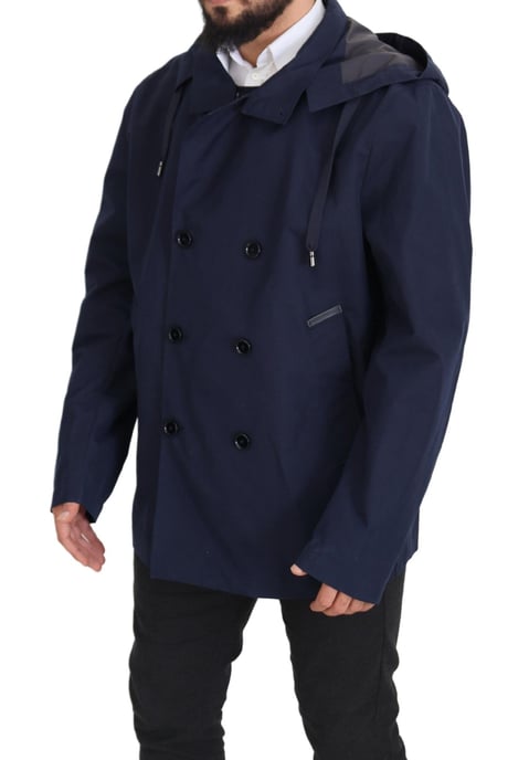 Abrigo azul con capucha y doble botonadura de Dolce & Gabbana para hombre - Image 2