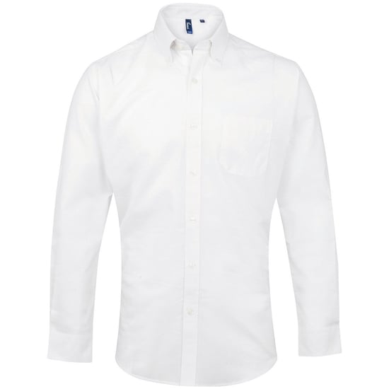 Premier Mens Signature Oxford Long-Sleeved Shirt (White) - Image 1