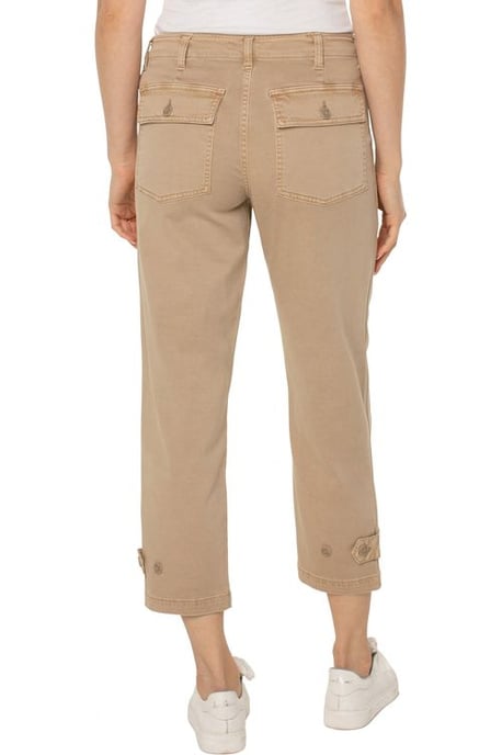 Utility Crop Cargo Cinched Leg Biscuit Tan Jeans
