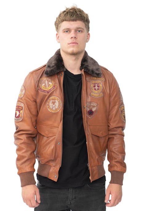 Chaqueta de cuero estilo aviador de la Fuerza Aérea para hombre - Belgrado - Image 1