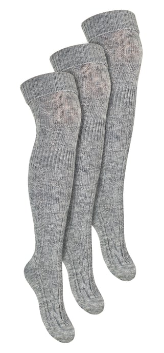 3 Pares de Calcetines de Lana para Mujer Steven Calcetines de Lana Extra Largos para Mujer - Gris - Image 1