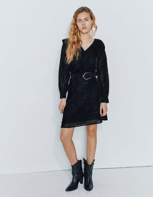 Long Sleeve Velvet Dress