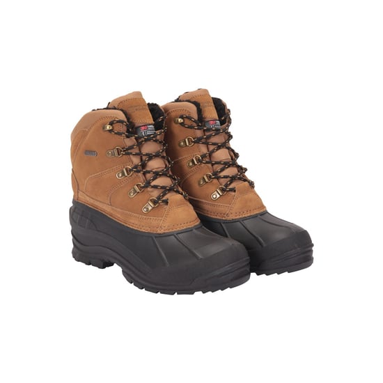 Mountain Warehouse Mens Range Cow Suede Snow Boots (Dark Beige) - Image 1