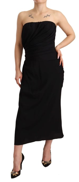 Vestido midi negro sin mangas de seda de Dolce & Gabbana para mujer - Image 1