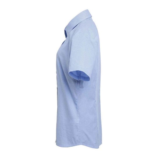 Premier Womens/Ladies Gingham Short-Sleeved Shirt (Light Blue/White) - Image 3