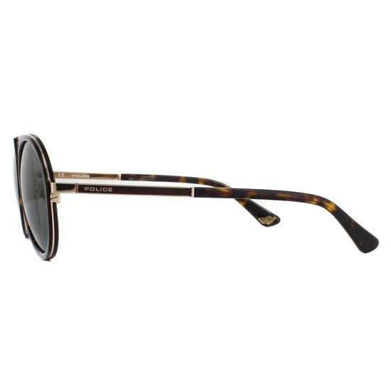 Police Aviator Mens Shiny Rose Gold Green Sunglasses
