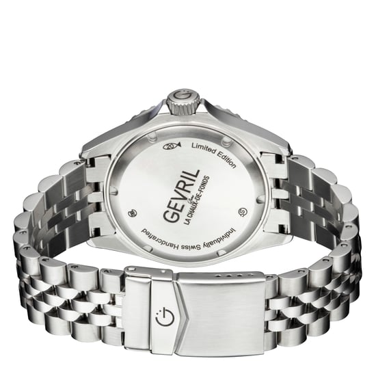 Reloj de acero inoxidable Gevril Men's Wall Street 4954B con movimiento GMT automático suizo, SW330, fecha luminosa. - Image 2
