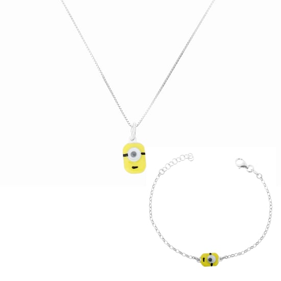 Orphelia 'Minion' Child's 925 Sterling Silver Set: Chain-Pendant + Bracelet - Silver SET-7135/1 - Image 1