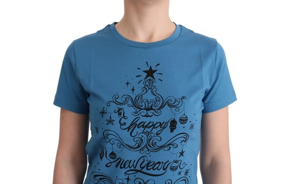 Camiseta de algodón azul para mujer de Dolce & Gabbana, motivo 2017 - Image 4
