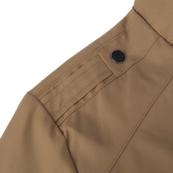 Men's Bomber Jacket with Stand-Up Collar, Transitional Jacket for Autumn, Casual Sports Jacket Khaki - Image 5