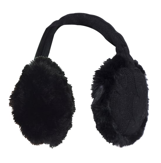 Calentadores - Orejeras de punto de invierno para mujer | Piel sintética | Tiempo frío - Negro - Image 1