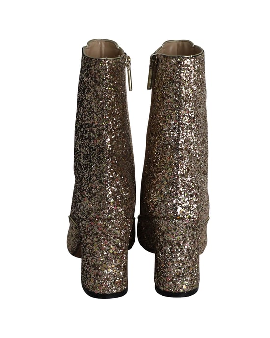 Dior D-Circus Glitter Ankle Boots in Gold Leather - Image 4