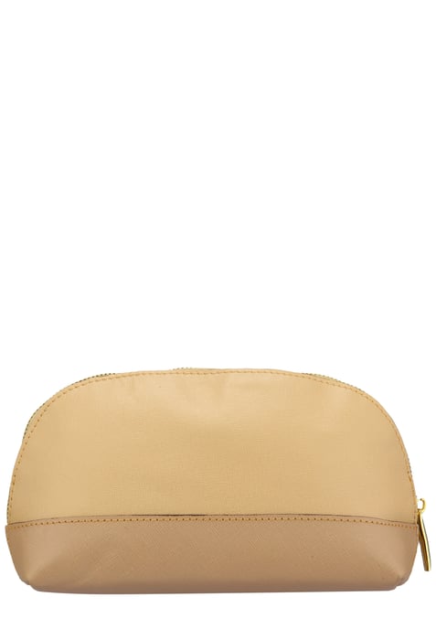 TWO-TONE LEATHER ZIP AROUND COSMETIC BAG