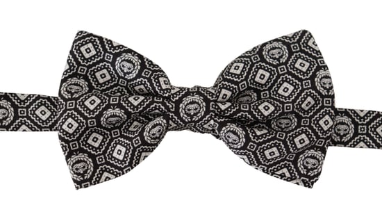 Corbata de hombre Papillon ajustable de seda 100% negra y blanca de Dolce & Gabbana - Image 1