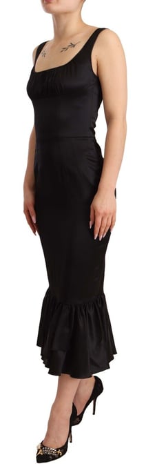 Vestido de cóctel midi de seda negra elástica de mujer Dolce & Gabbana - Image 2