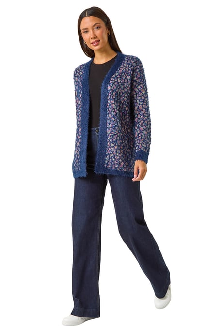 Mosiac Fluffy Trim Cardigan