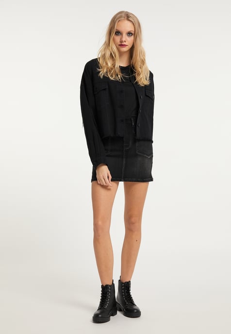 Mymo denim jacket women black - Image 2