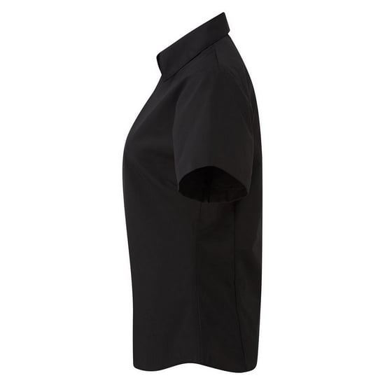 Premier Short Sleeve Poplin Blouse / Plain Work Shirt (Black) - Image 3