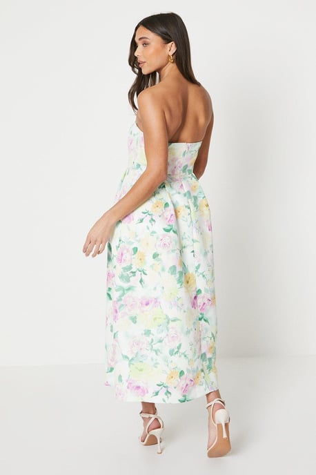 Petite Floral Bandeau Ottoman Midi Dress - Image 3
