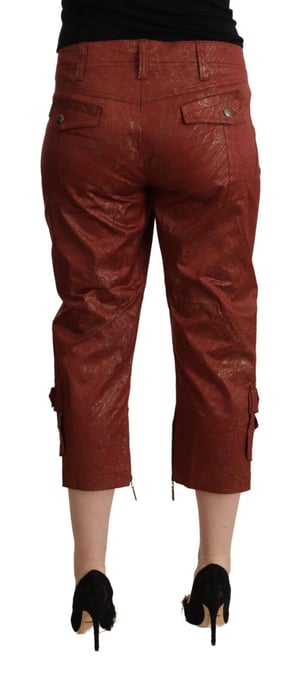 Just Cavalli Pantalones Capri Cortos de Algodón Lurex Castaños de Cintura Media para Mujer - Image 3