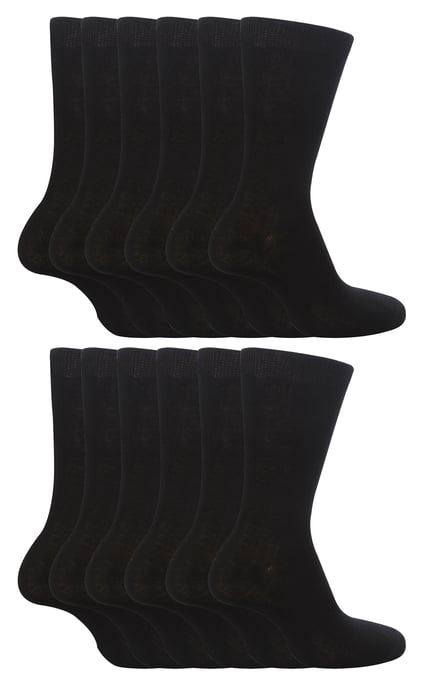 12 Pares Multipack Niños Calcetines Escolares Lisos | Niños y Niñas | 3 Tamaños | Sock Snob Niños Algodón Rico Calcetines - Negro - Image 1