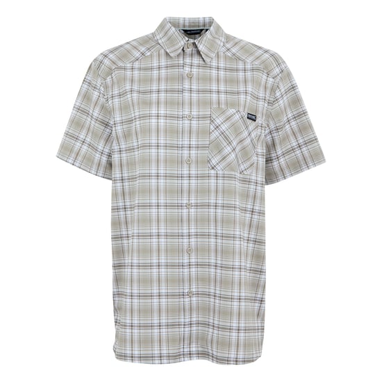 Regatta Mens Begarno Checked Short-Sleeved Shirt (White/Golden Sand/Treetop) - Image 1