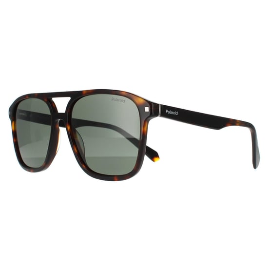Gafas de sol polarizadas para hombre Polaroid Aviator en Verde Oscuro Havana - Image 2