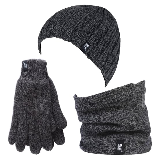 Heat Holders - Gorro de invierno de forro polar térmico, calentador de cuello y guantes para hombre - Gris - Image 1