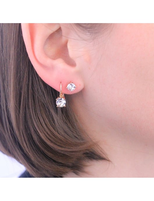 Pendientes Redondos - Oro Rosa y Cristal - Image 2