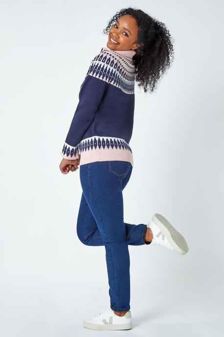 Petite Fairisle Zip Detail Jumper