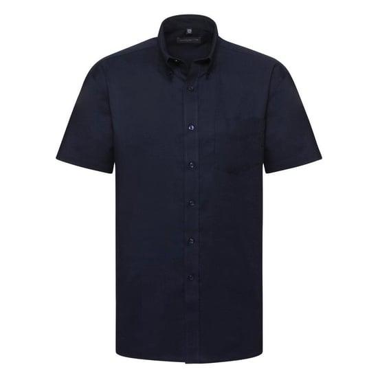 Russell Collection Mens Short Sleeve Easy Care Oxford Shirt (Bright Navy) - Image 1