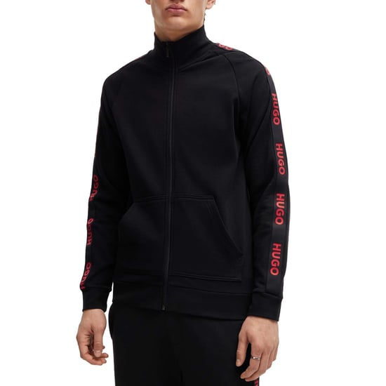 Men's Hugo Sporty Logo Zip-Up Track Top in Black