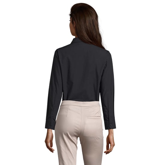 SOLS Womens/Ladies Executive Poplin Long-Sleeved Business Blouse (Black) - Image 2