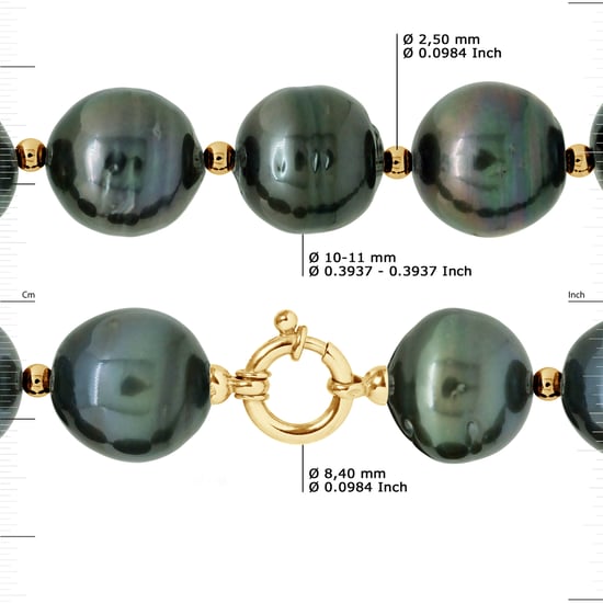 DIADEMA - Bracelet - Real Tahitian Pearls - Rainbow - Yellow Gold