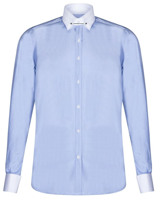 Mens Club Collar Blue Shirt 1920s Peaky Blinders With Bar Poplin Pin Smart
