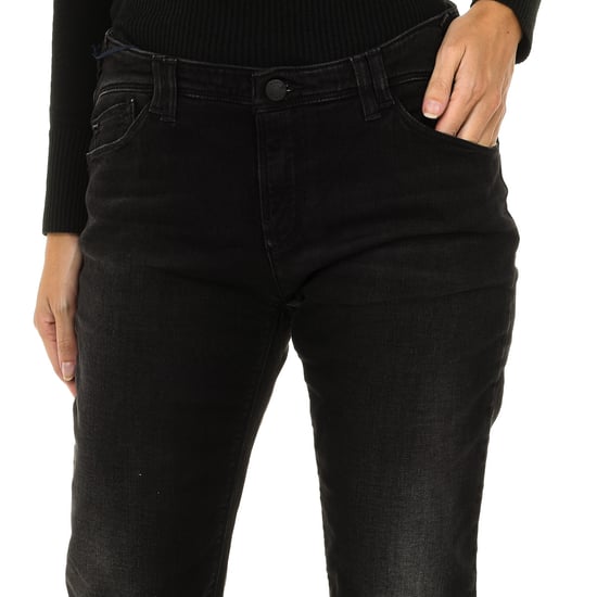 Long worn effect denim pants 6X5J28-5D08Z woman