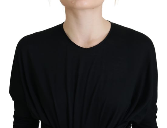 Vestido Midi Ajustado Negro de Lana con Capa para Mujer de Dolce & Gabbana - Image 4
