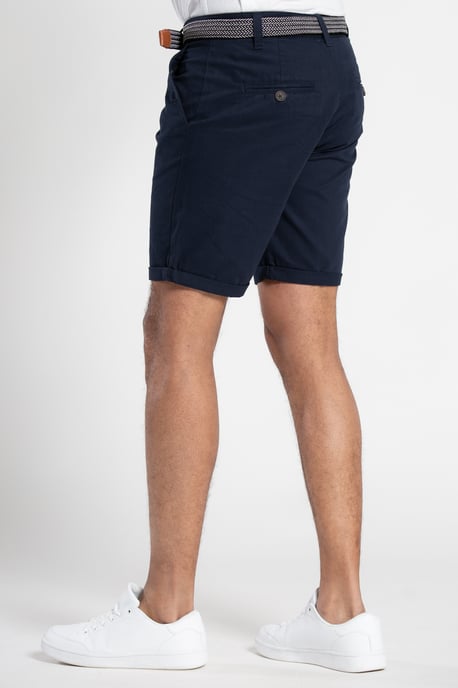 Dark Navy Cotton Belted Chino Shorts