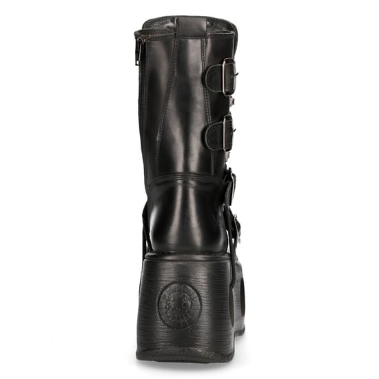 New Rock Metallic Black Leather Neptuno Gothic Boots-373-S2