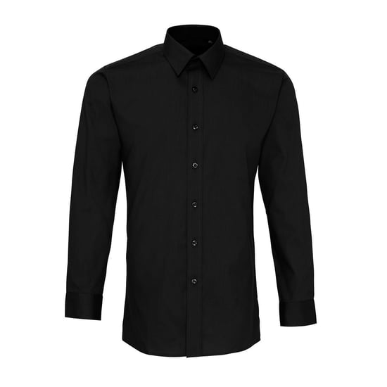 Premier Mens Colours Poplin Fitted Long-Sleeved Shirt (Black) - Image 1