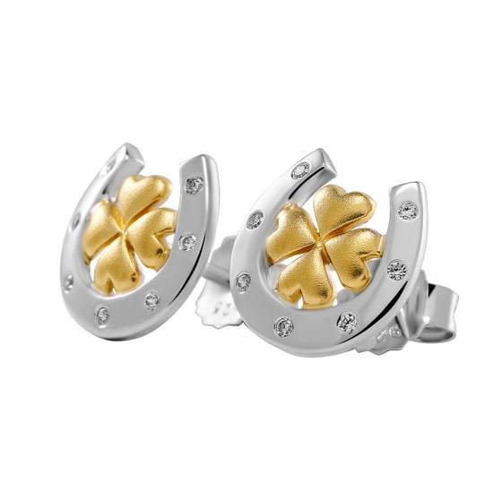 Orphelia 'Signature' Women's 925 Sterling Silver Stud Earrings - Silver/Gold ZO-7517 - Image 4
