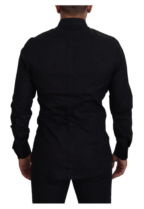 Camisa formal de ajuste slim para hombre Dolce & Gabbana en negro con corona dorada - Image 2