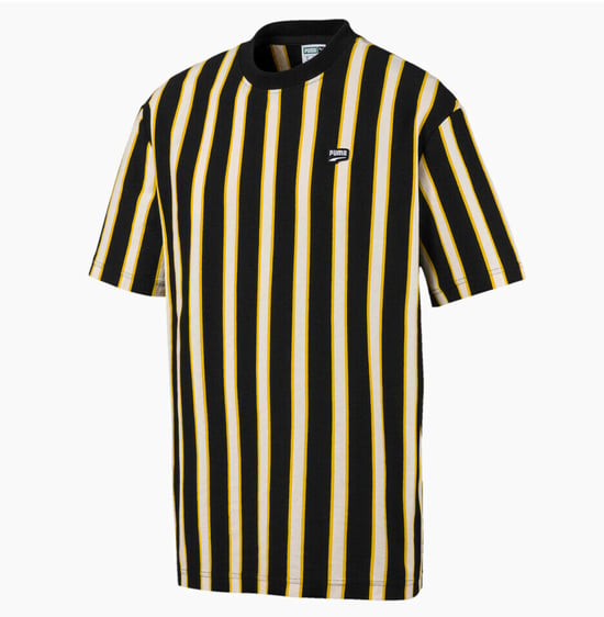 Puma Mens Downtown Stripe Tee Casual Black T-Shirt 595687 01